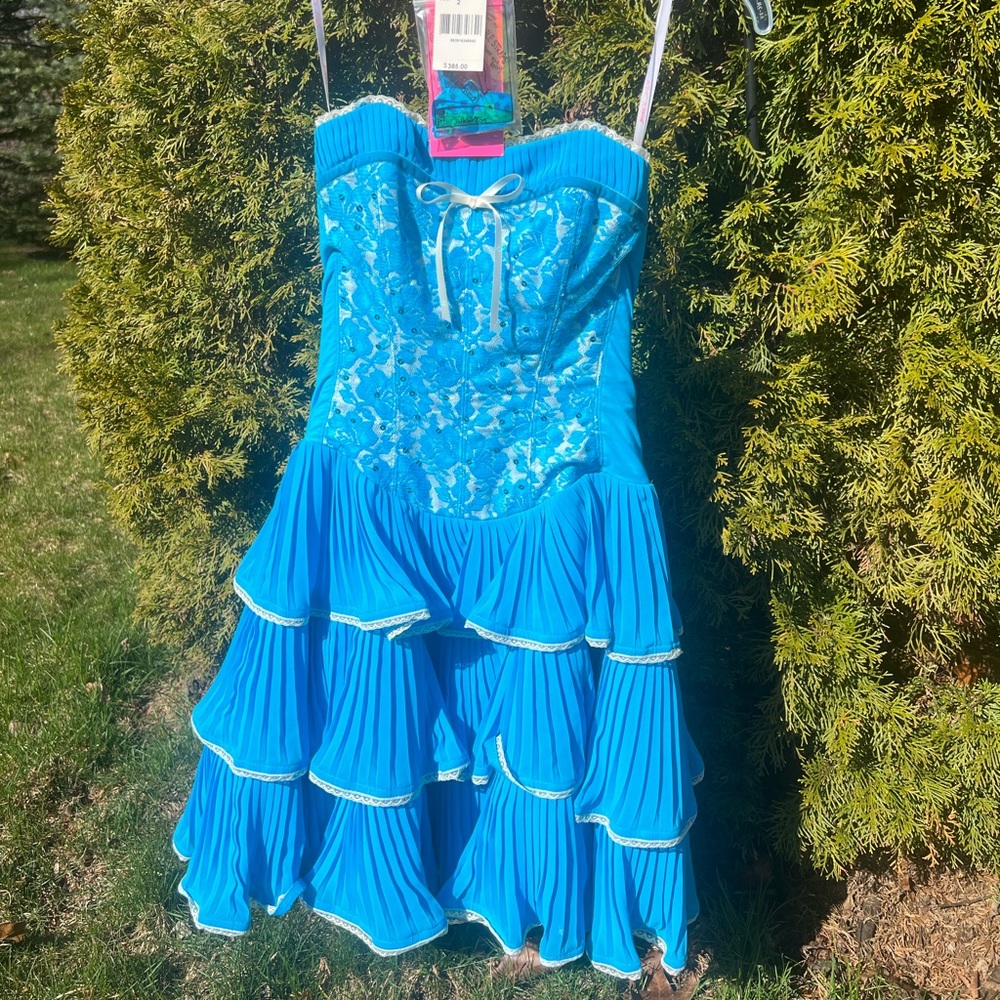 Betsy Johnson Turquoise Corset Strapless Mini Prom // Cocktail Party Dress